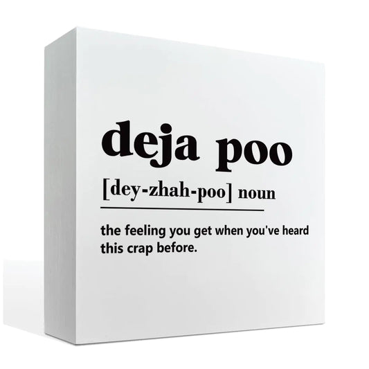 Bathroom Decor Sign - Deja Poo Box Sign Tabletop Decor White Box Sign Decor Toilet Rude Art Funny Bathroom Prints Freestanding Bathroom Table Sign Farmhouse Home Bathroom Decor for Shelf