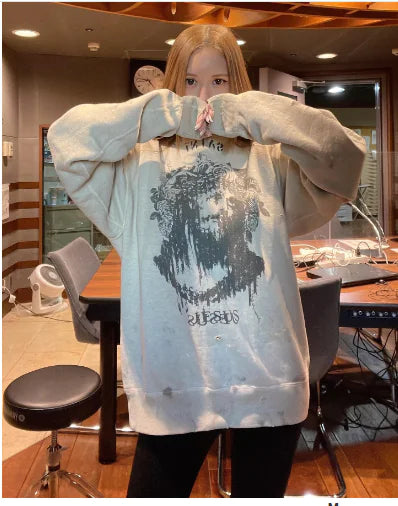 Retro Print Sweatshirt for Women