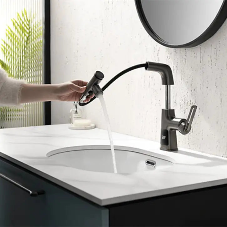 Digital Display Copper Spray Kettle Faucet Gun - Gray