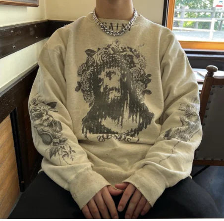 Retro Print Sweatshirt for Women